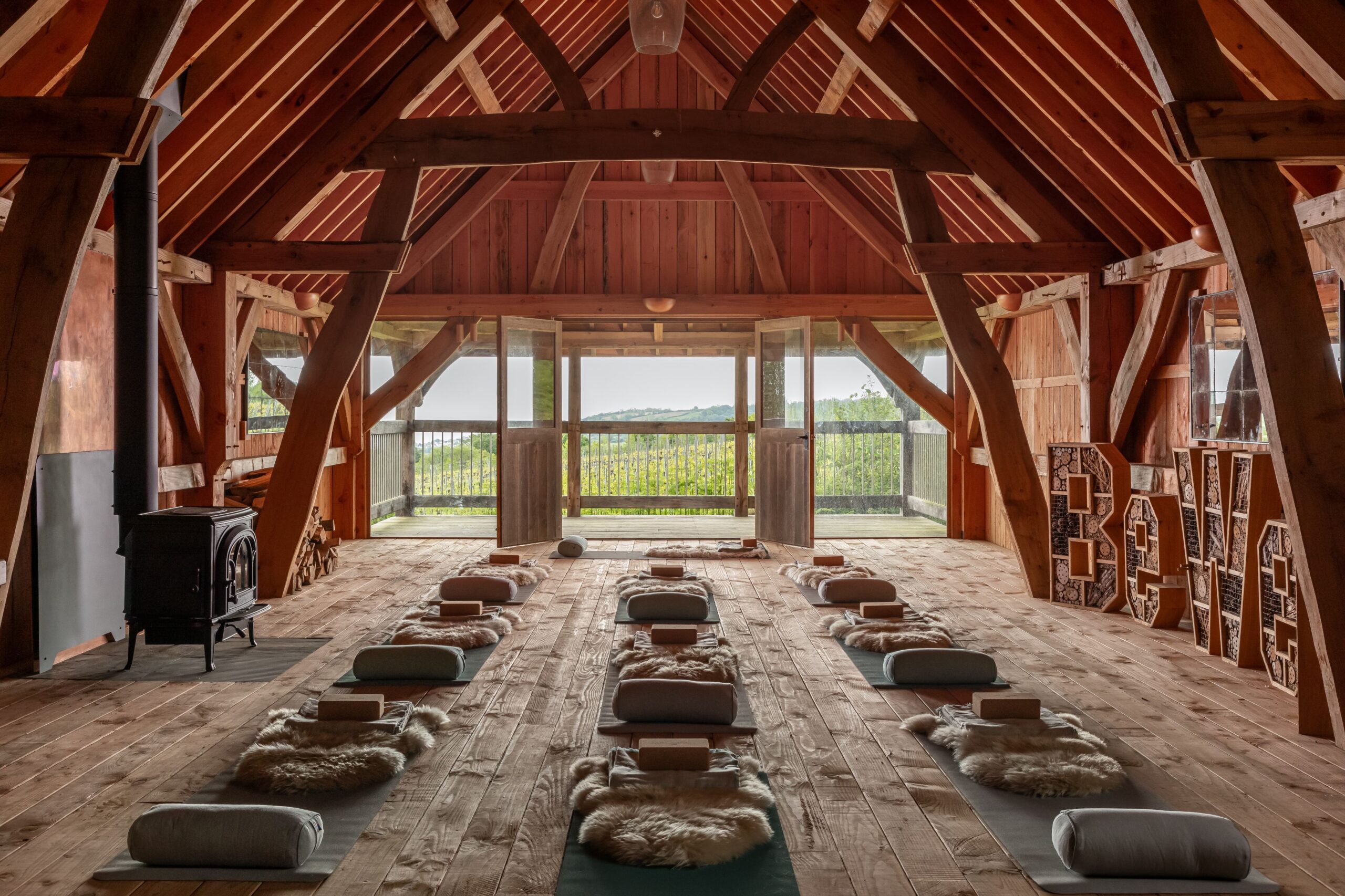 Louma Farm and Retreat Yoga set up